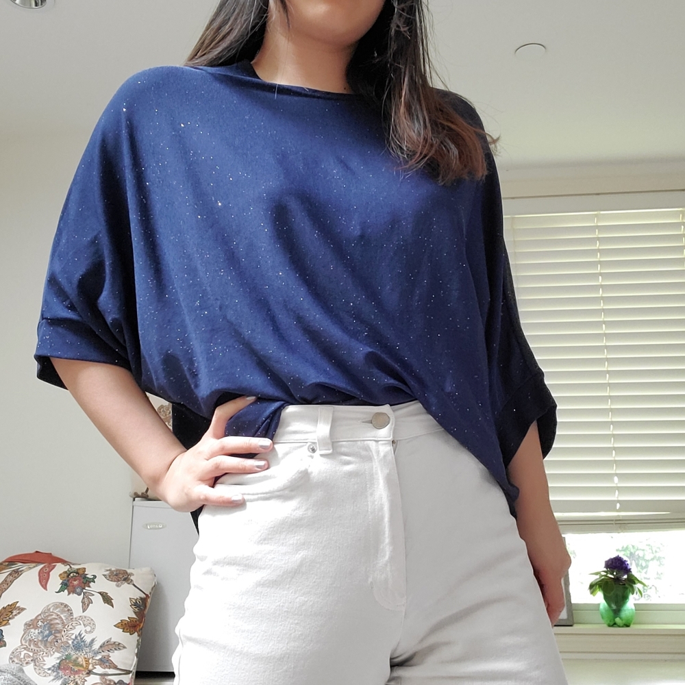 ✨ Dark Blue Top with Subtle Glitter ✨